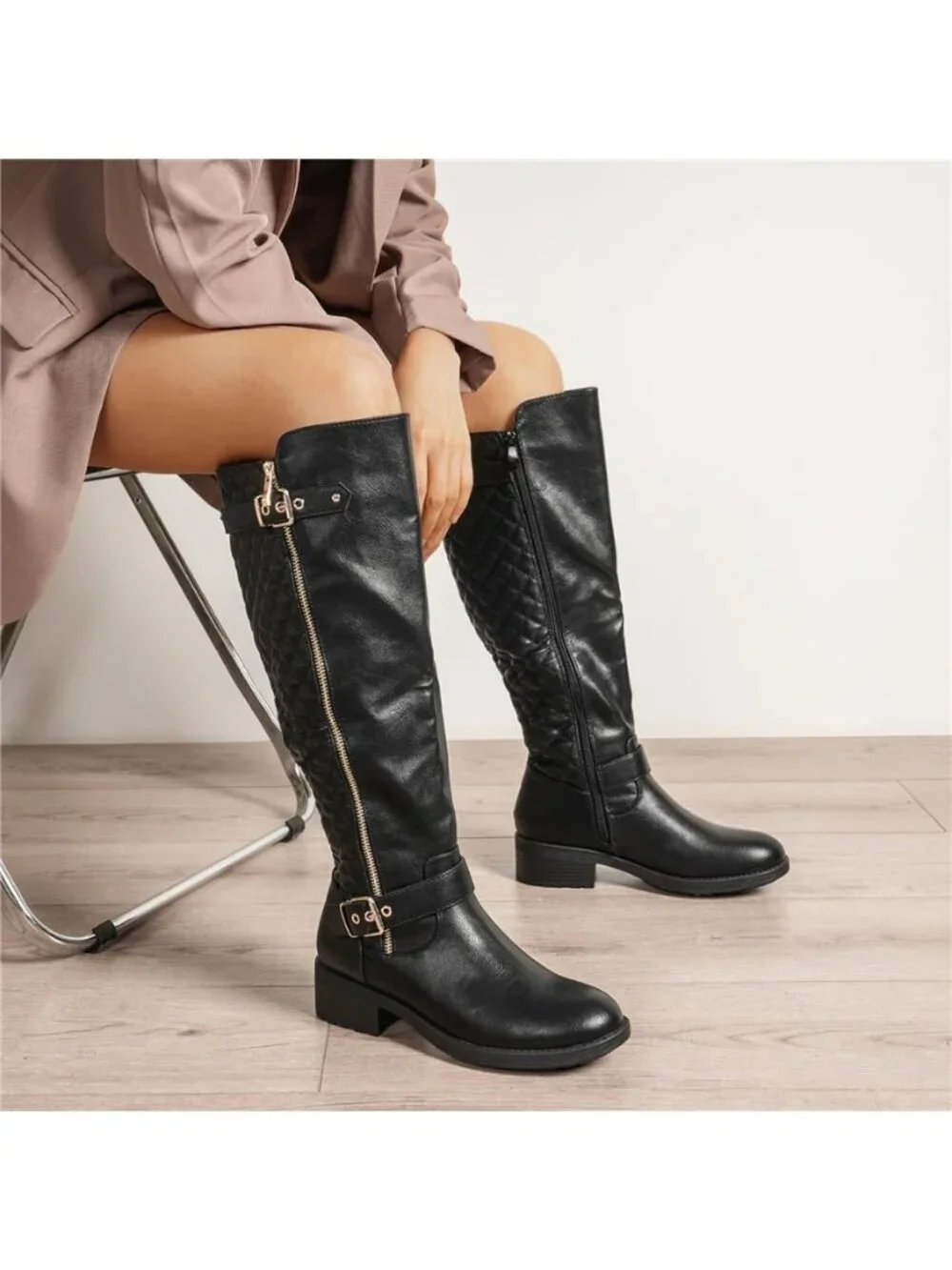 NWT Women's Knee High Boots Riding Boots With Side Zipper With